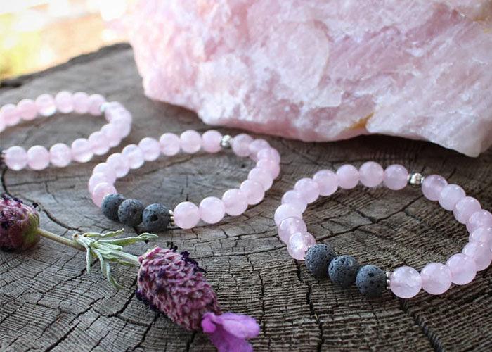 Mother's Day Rose Quartz Aromatherapy Bracelet.