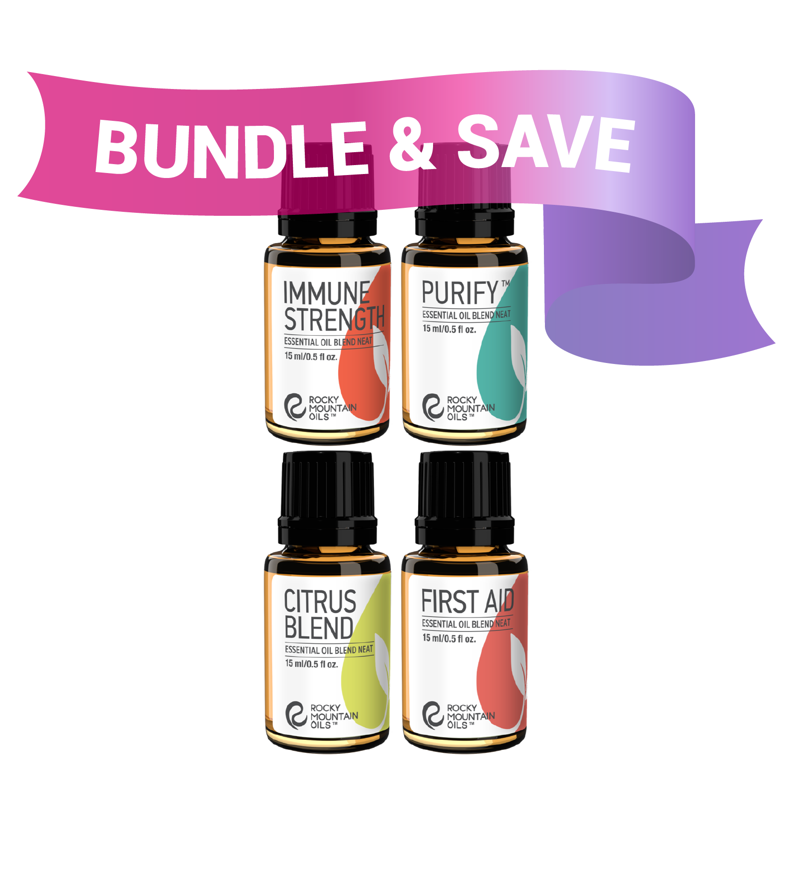 Rocky Mountain Oils - Everyday Blends Kit - Includes 100% Pure Citrus Blend, Immune Strength, First Aid, at Peace, Purify, and Breathe Ease