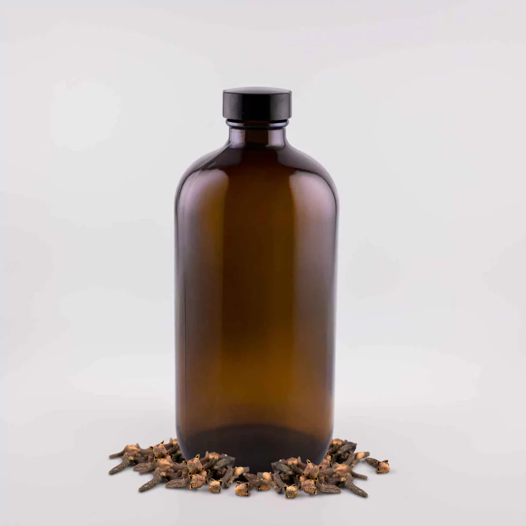 Clove Bud Essential Oil, 16oz Amber Glass Bottle