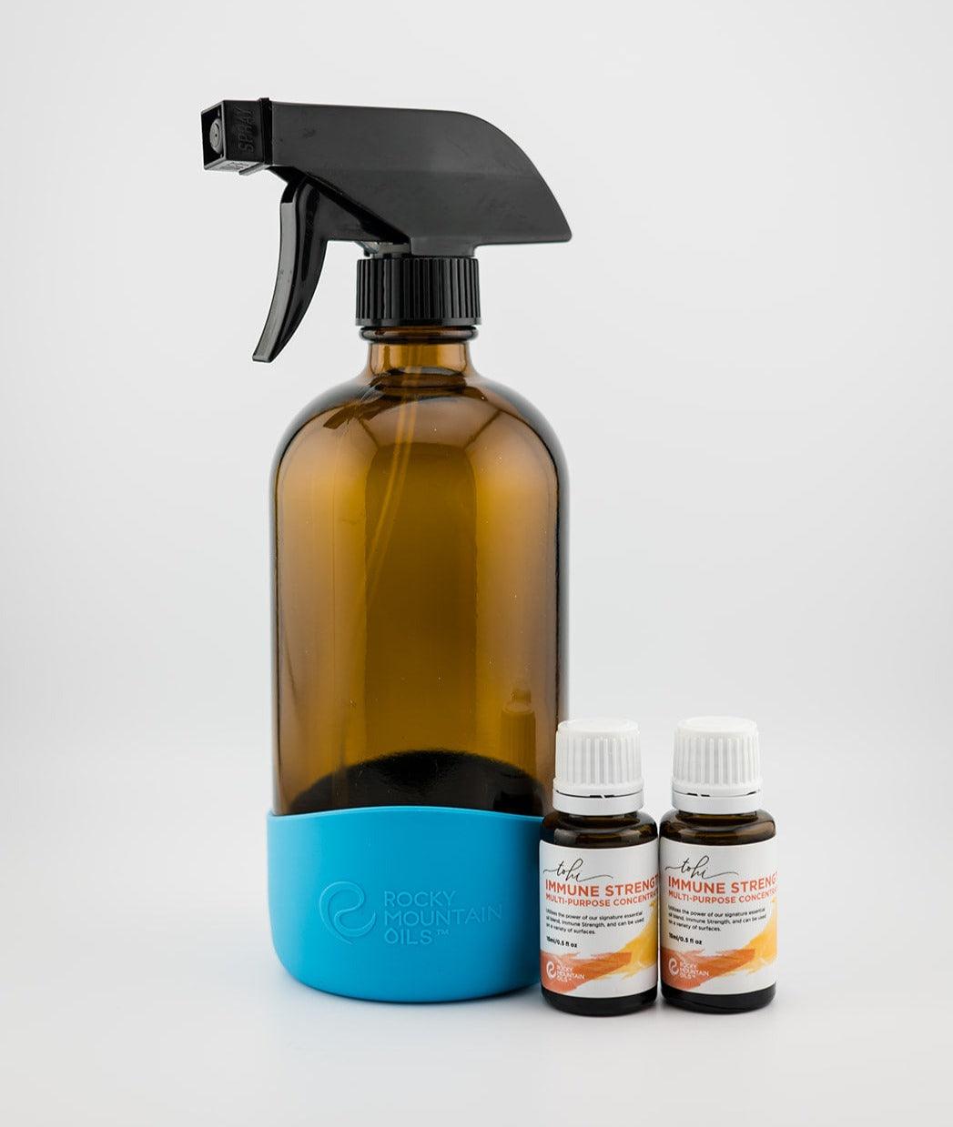 Tohi Immune Strength Multi-Purpose Cleaning Concentrate with Bottle Spray and Silicone Sleeve - Blue - Rocky Mountain Oils