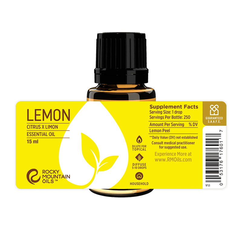 Rocky Mountain Oils Lemon Essential Oil - 100% Pure and Natural Aromatherapy Essential Oils for Diffuser, Topical, and Home - 15ml